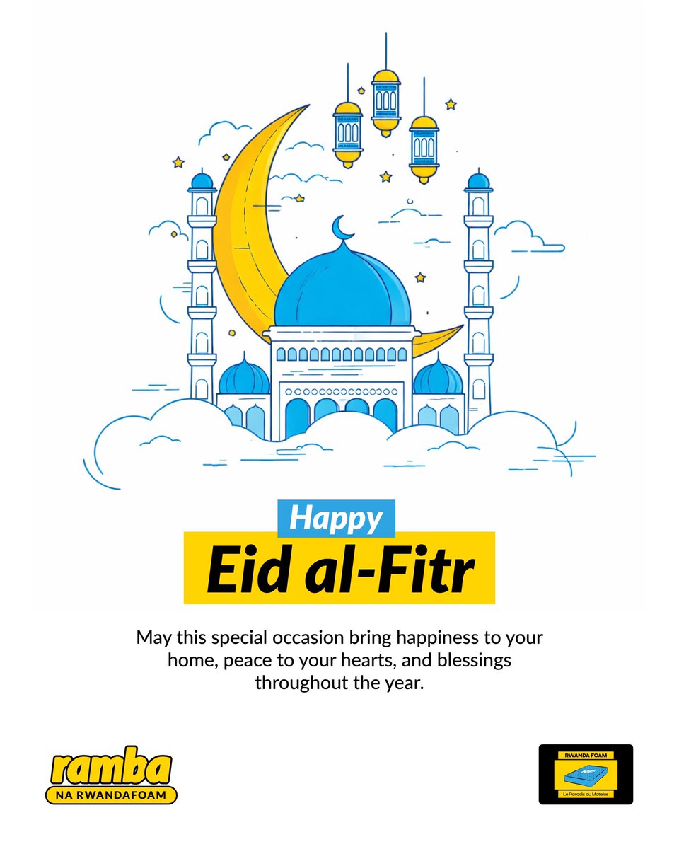 RWANDAFOAM's tweet photo. Eid Mubarak from everyone at RwandaFoam!

We wish you and your family a blessed and joyful celebration https://t.co/5h7PrM6yfh