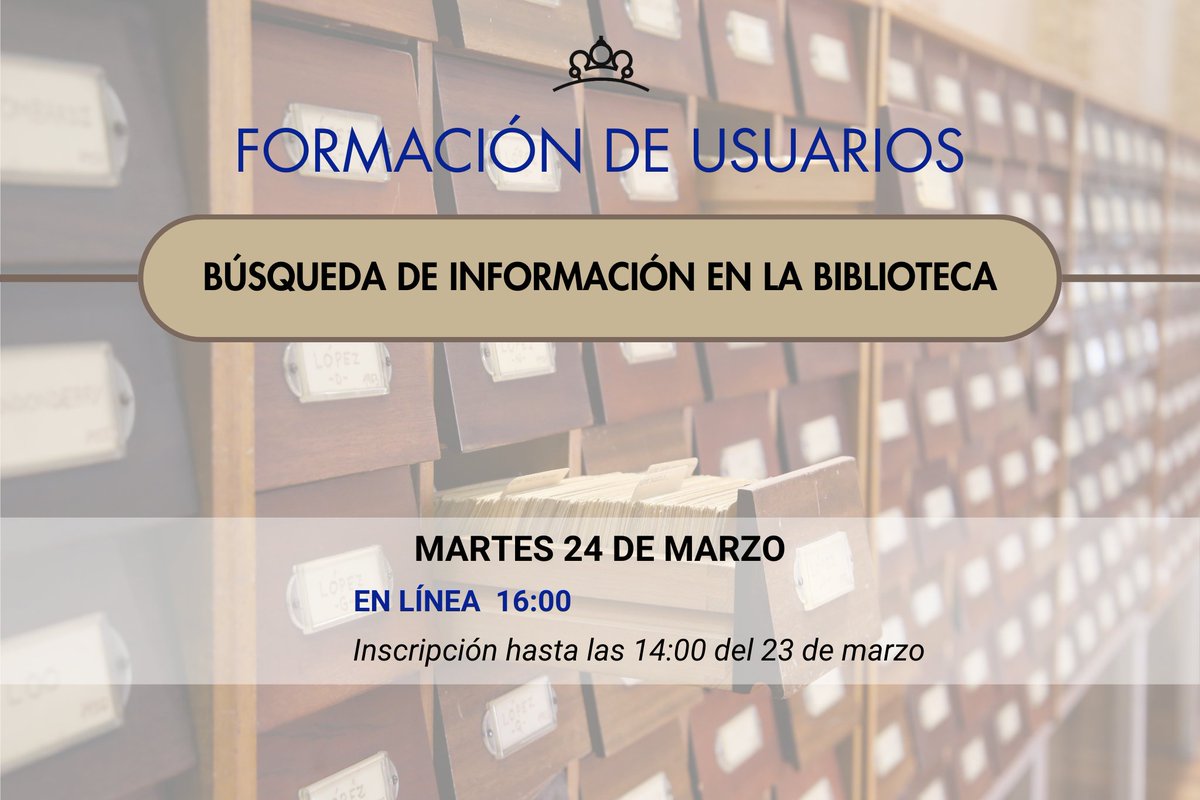 BNE_biblioteca's tweet image. Descubre lo que la #BNE puede ofrecerte en la sesión formativa 'Búsqueda de información en la Biblioteca'. Domina el catálogo online y saca el máximo partido a sus recursos electrónicos.
🗓️24/03. 16:00 h.
👤Aforo mínimo: 5 usuarios.
💻En línea, vía Teams.
bne.es/es/agenda/busq…