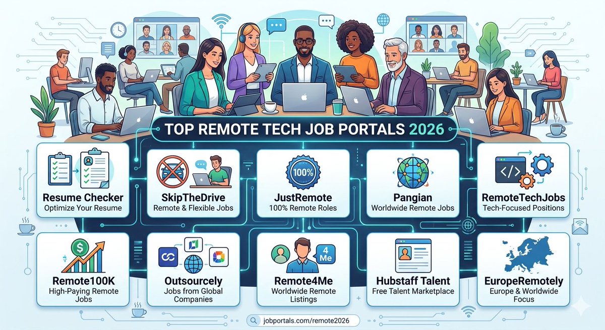 Are you looking for hashtag#remote jobs in 2026 ? Here are few links that can help

Remote Tech Job Portals (with links)

Resume Checker - lnkd.in/gCFWCY29

🔗 SkipTheDrive – Remote &amp; flexible jobs: lnkd.in/gAk7gmze

🔗 JustRemote – 100% remote jobs (various roles):
