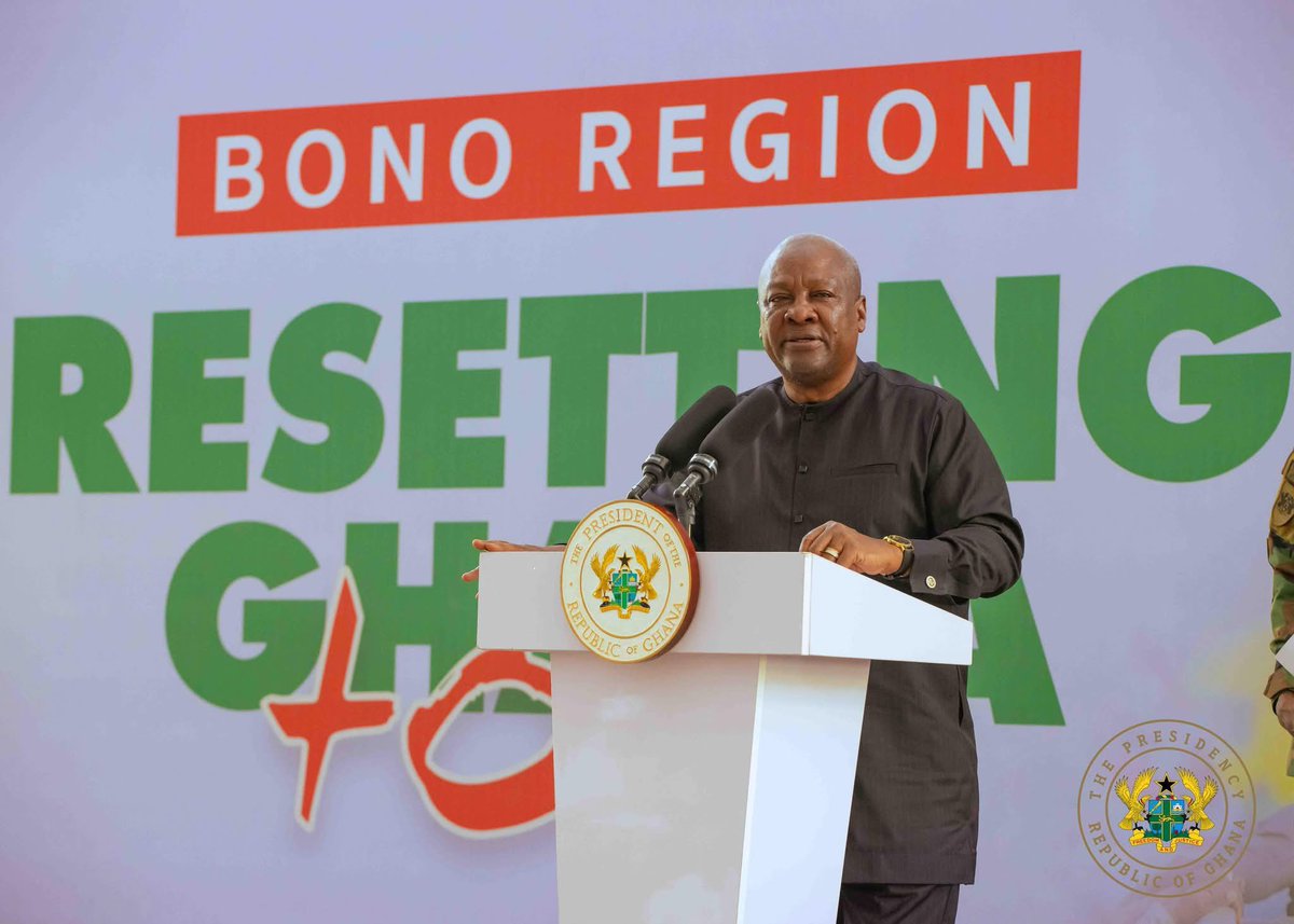 H. E <a href="/JDMahama/">John Dramani Mahama</a> has pledge accountability, inclusive development, and building a stronger and a resilient Ghana on his nationwide  “Resetting Ghana” tour in the Bono Region. While in the Bono region, H. E engaged citizens on key policies, infrastructure projects, and youth