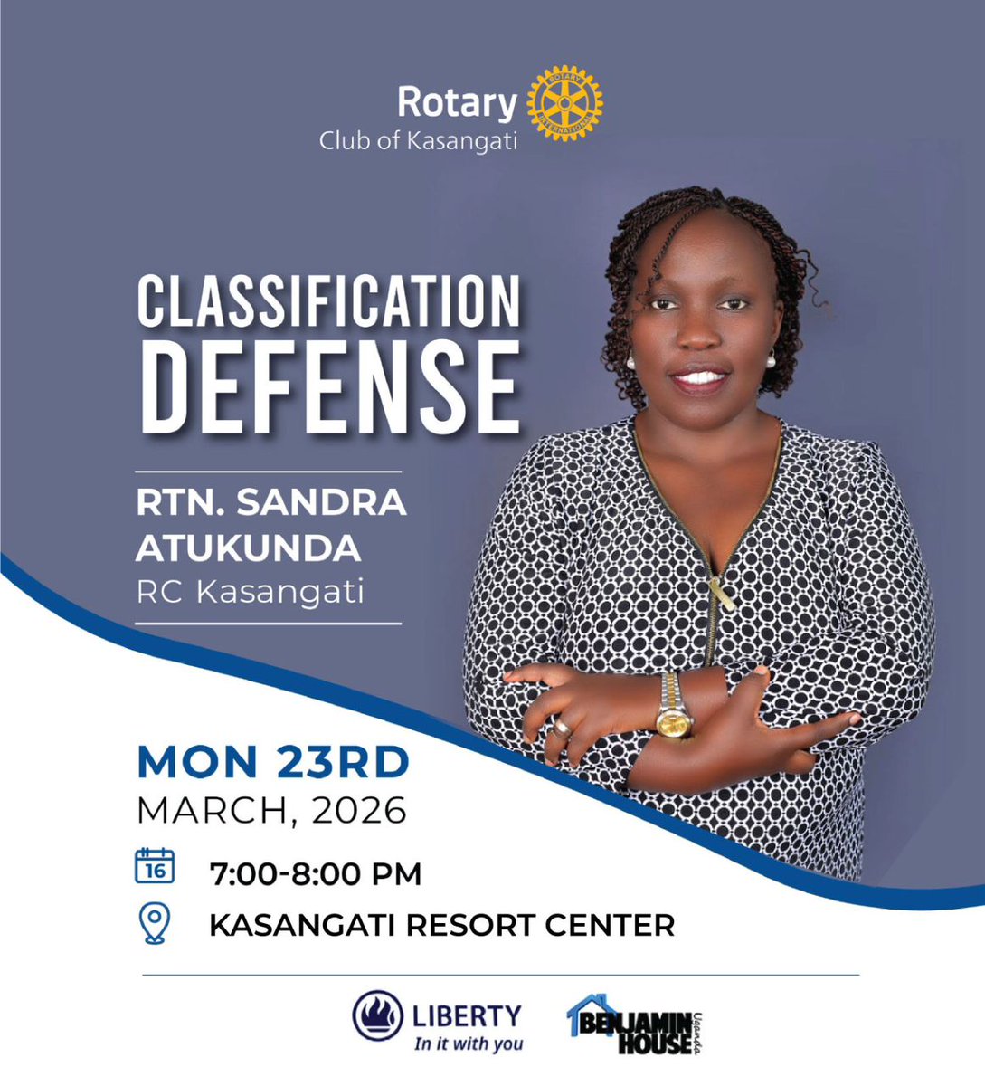RCkasangati's tweet photo. 🌟 Classification Defence: 🌟

Join us this  Monday as Rtn. Sandra Atukunda shares her professional journey, what fuels her passion for service and the unique value she brings to Rotary and society.

#RotaryEyamba
#TearGasRepublics
#RCKasangati https://t.co/3OsVyvScy2