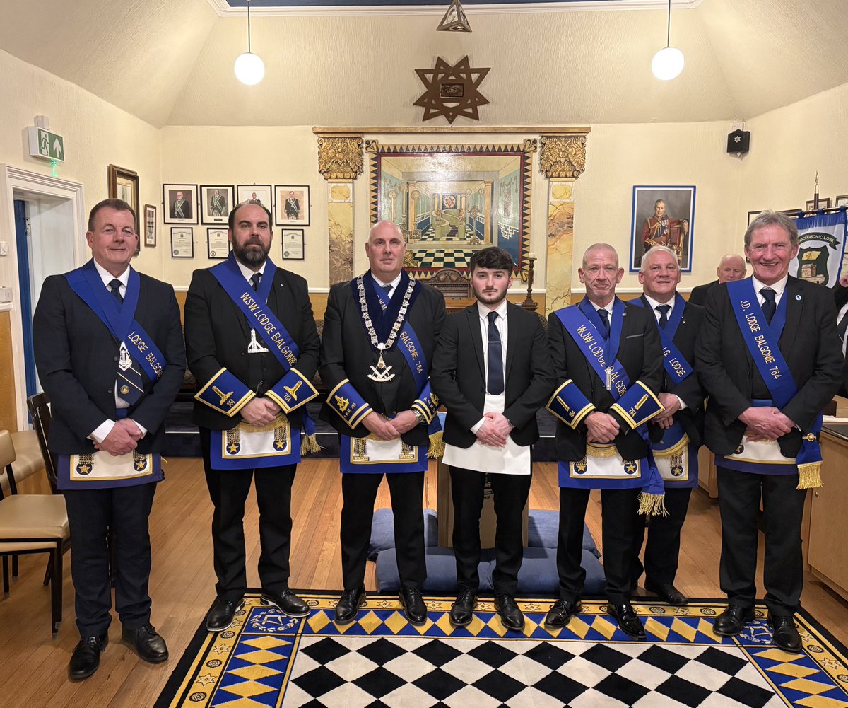 Lodge764's tweet photo. @lodge764 excellent working of EA by RWM Bro John Rougvie and his degree team. Congratulations to Bro McLaughlin in taking his first regular step in Freemasonry #fife #freemasonry https://t.co/VcQwfRnd90