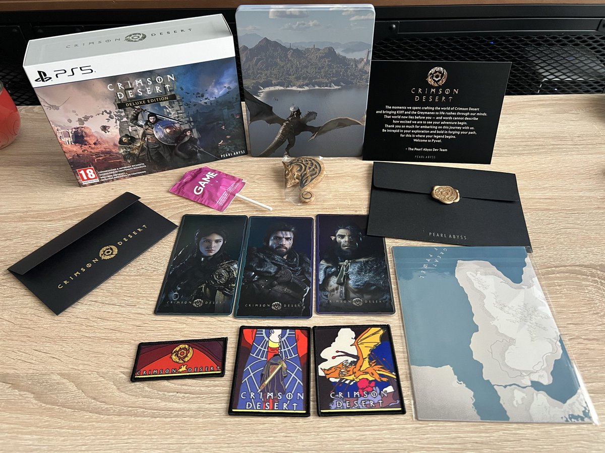 jramonra's tweet photo. Ya ha llegado a Casa que ayer era festivo en Valencia por nuestras queridas Fallas 🔥 

Crimson Desert Deluxe Edition 🎮

Que pasada de edición la verdad con los detalles bien cuidados.

Muchas gracias por la edición 😎💜 @VideojuegosGAME @PLAION_ES https://t.co/cOp9BXS3un