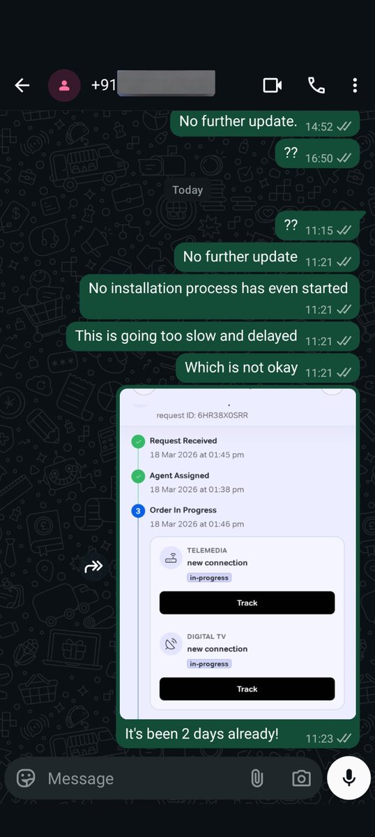fromeyeofmymind's tweet photo. Already shared details. Again being asked the same instead of any real update.
Payment done, no installation, no timeline.
How many times do I need to repeat myself before action is taken?
@Airtel_Presence @airtelindia https://t.co/wScuUh0oyP