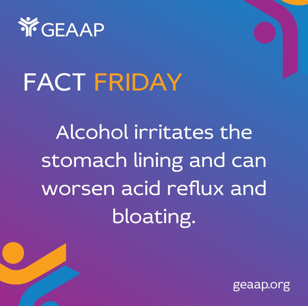 geaap_official's tweet image. Alcohol affects the digestive system. It can irritate the stomach lining and worsen the symptoms of acid reflux and bloating.

geaap.org
info@geaap.org
0141 773 1222

#geaap #alcoholsupport #alcoholsupport