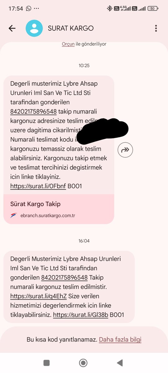 oceanorcun's tweet photo. @SuratKargoTR 19 Mart saat 16:04 te teslim edildi bilgisi girilen aşağidaki gönderi tarafima ulaşmamıştır. Bu saatte evde oldugum halde kapı zili çalınmamış, apartman girişi vs hiç bir yere kargo bırakılmamış. Ayrıca Apetmanin kamera kaydindan adresime kimsenin gelmediğini ispat edebilirim https://t.co/ZpJv84GJNT