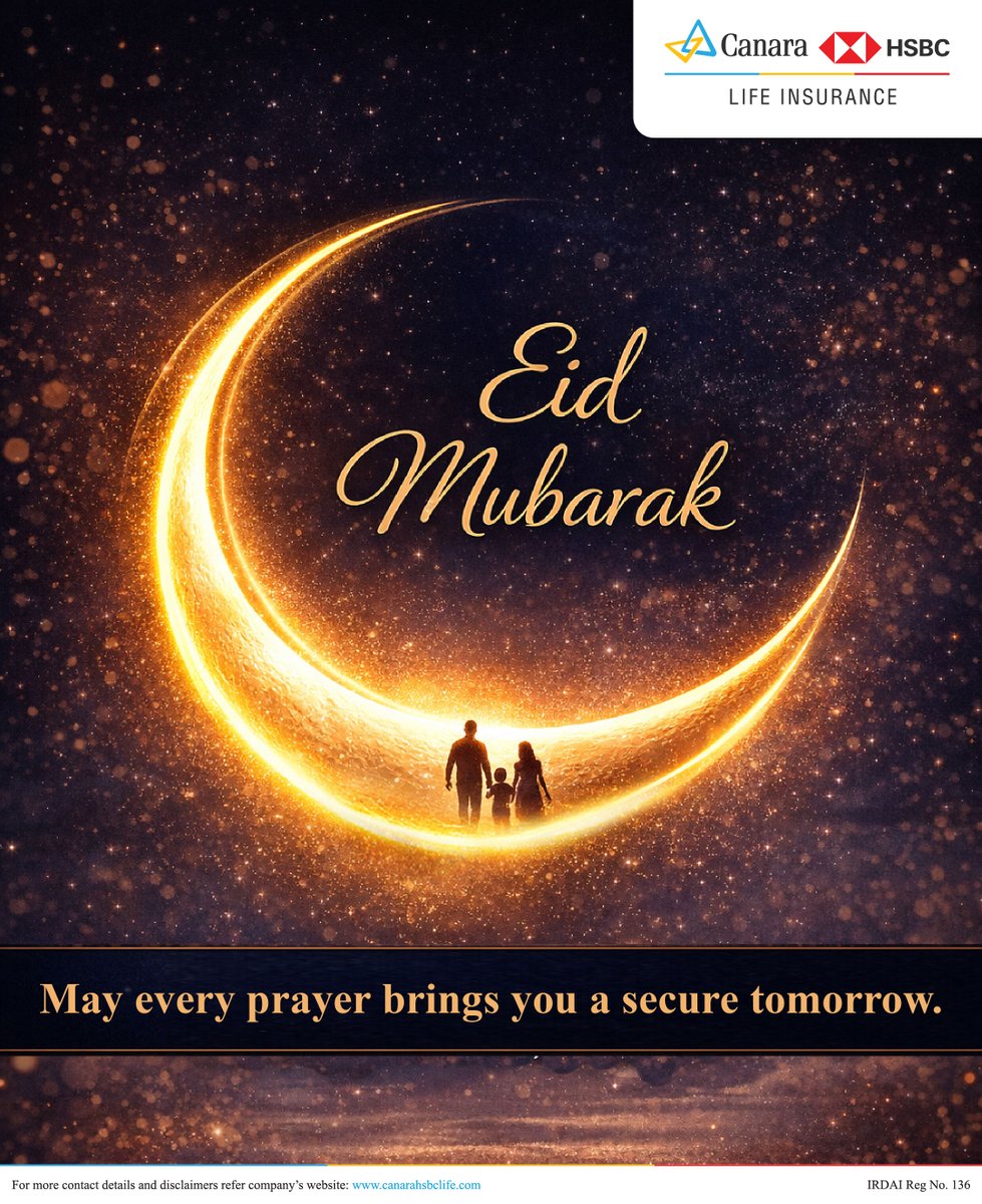 CanaraHSBCLI's tweet image. This Eid, celebrate the promises that truly matter - to protect, support and stand by your loved ones, always.

Because some promises are forever. 💛
Eid Mubarak from Canara HSBC Life Insurance.
#EidMubarak #Togetherness #PromisesThatMatter #CanaraHSBCLife