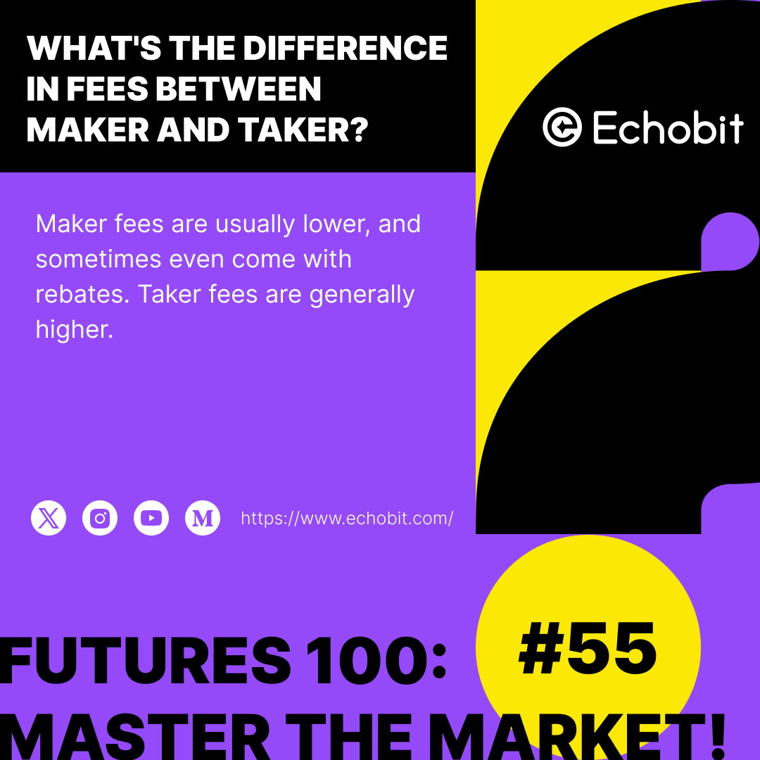 EchobitExchange's tweet image. 🔥「#Echobit Futures Trading 100 FAQs Series」- Your go-to guide for futures trading — one question at a time.

Q 55: What's the difference in fees between Maker and Taker?

🔄 Stay tuned or visit echobit.com for more.

#Crypto #FuturesTrading #TradingTips