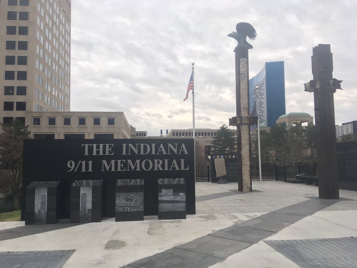 beckyyerak's tweet image. #FlashbackFriday — #Indianapolis, Ind., has a 9/11 memorial. It pays homage to #TimothyMaude, a local killed in the attack on the #Pentagon. Looming in the back is the @JWMarriott where #NICAR26 was held earlier this month