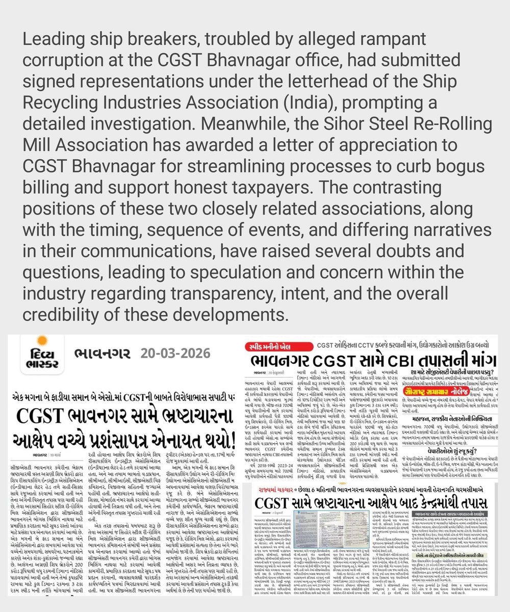 mahebubkureshi2's tweet photo. @PMOIndia @narendramodi @CBIHeadquarters @nsitharaman @FinMinIndia @cbic_india @CentralBureauO9 @cgstahmedzone @GSTCouncils @CMOGuj @mansukhmandviya @Nimu_Bambhaniya @GSTsite

CGST Bhavnagar, read in attached picture https://t.co/N4tLhYIks1
