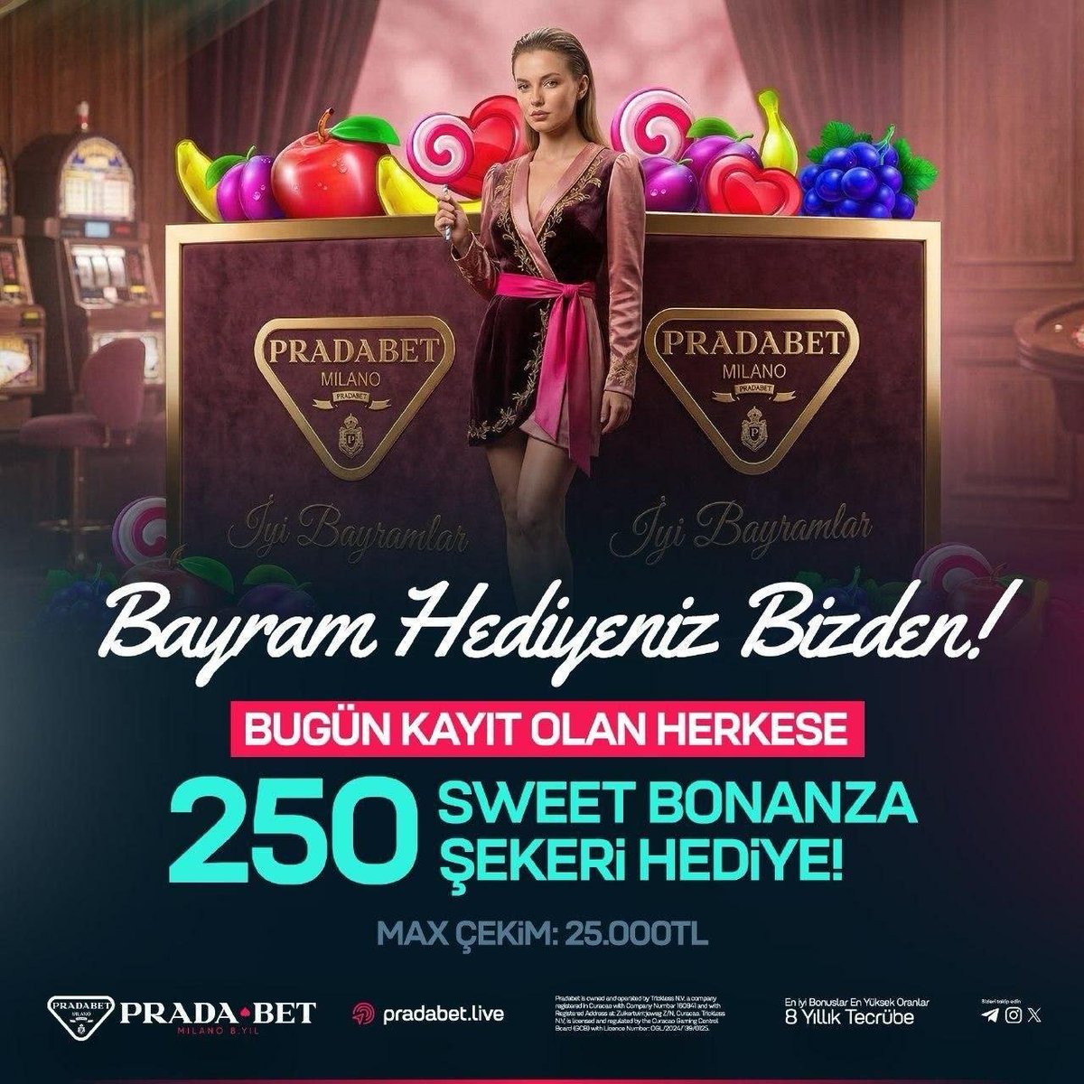 pradaexclusive1's tweet photo. 🍭Bayramın En Tatlı Sürprizi Burada!
Bugüne özel fırsat kapını çalıyor…
Hemen kayıt ol, avantajı yakala!
Yeni üyelere özel tam
✨🎁 250 FREESPIN
Sweet Bonanza oyununda geçerli!
✨️ Kazancını katla, bayramı dolu dolu yaşa!
⚡️ Maksimum çekim: 25.000₺
#pradabet #kesfet https://t.co/pn448HOarb