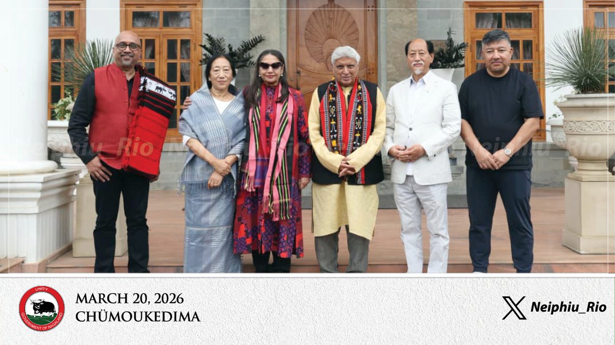 Neiphiu_Rio's tweet photo. A pleasure to meet Shri Javed Akhtar @Javedakhtarjadu and Smt. Shabana Azmi @AzmiShabana, both distinguished recipients of the Padma Bhushan, who are here for a creative connect visit to Nagaland. I warmly welcome them to the State and wish them an enriching and memorable stay. https://t.co/WEDchB3tPL