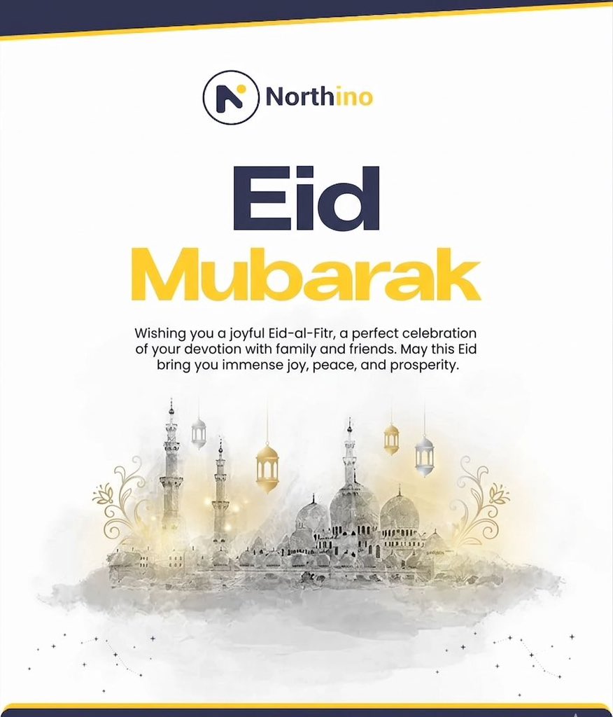northino's tweet photo. Eid Mubarak.  May this blessed day bring you an abundance of joy, peace, and success in all your endeavors. From our team at Northino to yours. #SuccessAndBlessings #Northino #EidAlFitr #Innovation https://t.co/KgWSwOc2Ff