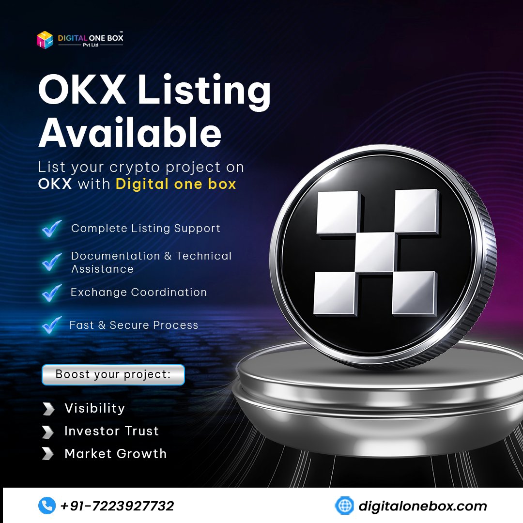 DigitalOneBox3's tweet photo. Want to list your token on OKX? 🚀

We provide:
✔ Listing Support
✔ Documentation Assistance
✔ Exchange Coordination

Boost visibility &amp; investor trust.

📥DM for details

#OKX #CryptoListing #Web3 #Blockchain #DigitalOneBox https://t.co/5pNL3mCheZ
