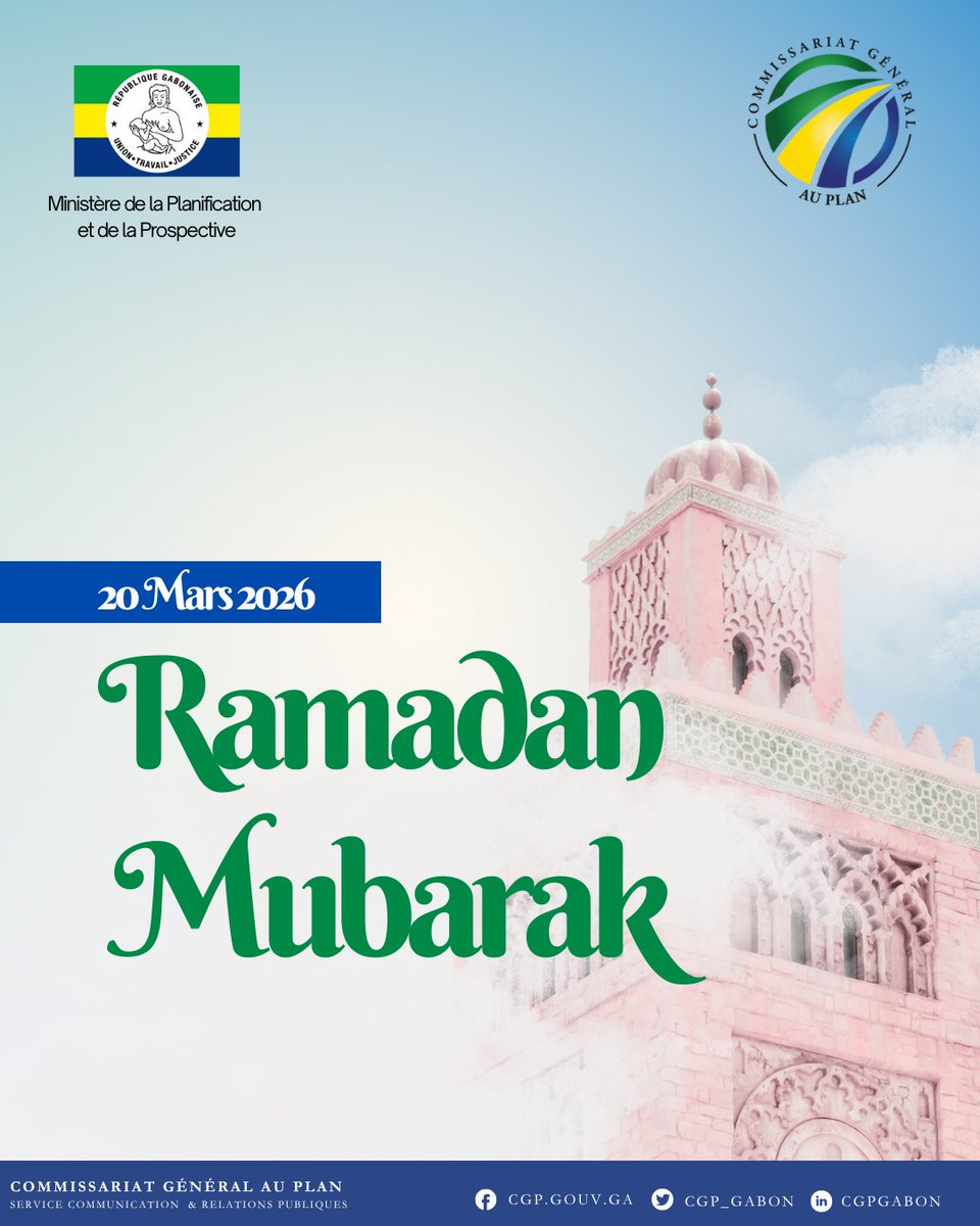 CGP_Gabon's tweet photo. Le Commissariat Général au Plan souhaite une excellente fête de Eid Mubarak à toute la communauté #musulmane.

Que cette célébration soit un moment de #paix, de #partage et de #solidarité pour tous. 🌙✨ https://t.co/qGNGHi4drS