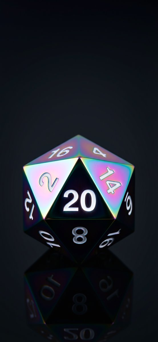 Deep_Screens's tweet image. A glossy D20 with neon rainbow reflections.

Sharp numbers. Prism edges. Clean dark backdrop.

 Free wallpaper! 😀

#Wallpaper #Amoled