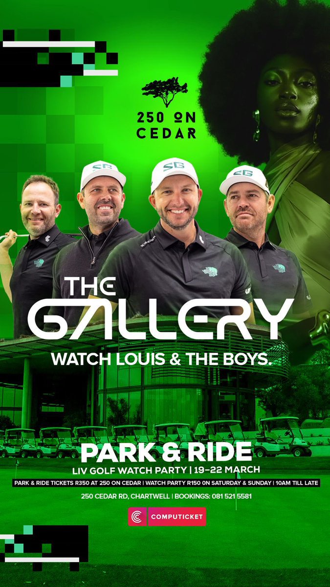 PennyLebyane's tweet image. We living the #GolfLife and make it it all smooth for you. Support local businesses as well in Chartwell a #FanPark to watch @livgolf_league then #ParkandRide for guests and ehailing drop and pick up spot.....@250OnCedar live music as well.