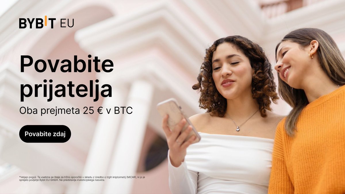 Nova pravila. Isti cilj: rastemo skupaj. ✦

Povabite prijatelja na Bybit EU — ko v 7 dneh izvede vplačilo v višini 100 €, oba prejmeta 25 € v BTC.

Na voljo za do 20 uspešnih povabil na mesec.

🤝 Povabite in zaslužite: i.bybit.eu/2HzabXcu