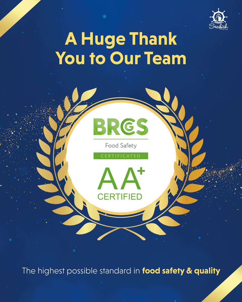 Seafishukltd's tweet photo. It's official - we have been awarded AA+ certification by @BRCGS_Standards, the highest grade possible under the Global Food Safety Standard. ✅

This achievement reflects the incredible dedication of our team, who work tirelessly to maintain the very highest standards. https://t.co/fdihTmPW5J