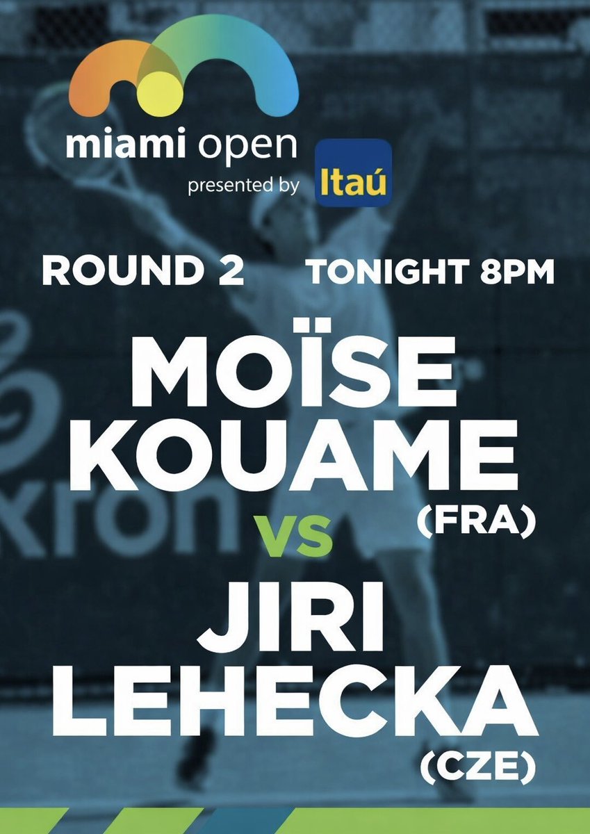 ActuMoiseKouame's tweet photo. 🚨MOÏSE KOUAAAAM-DAY🚨

🏆 2e Tour du @MiamiOpen 
🆚 Jiri Lehcka 🇨🇿 n•22
🕦 Vers 19h30/20h (4e rota)

Moïse avec 24h de récup…Lehecka pas en grand forme en ce moment…
Il faudra de toute manière jouer le match de sa vie pour sortir un joueur de ce calibre 

LA HYPE EST LÀ 🔥🔥 https://t.co/JpRnuhxiUD