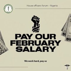 L_Dorsi001's tweet photo. Salaries of House officers (junior doctors) across all federal hospitals in Nigeria always get delayed. Today is 20th of match and we are yet to receive our February salary.  Pls all well meaning Nigeria should retweet and lend their voices. @MDCNOfficial PAY US
#payhouseofficers https://t.co/ugT4bpDQWr