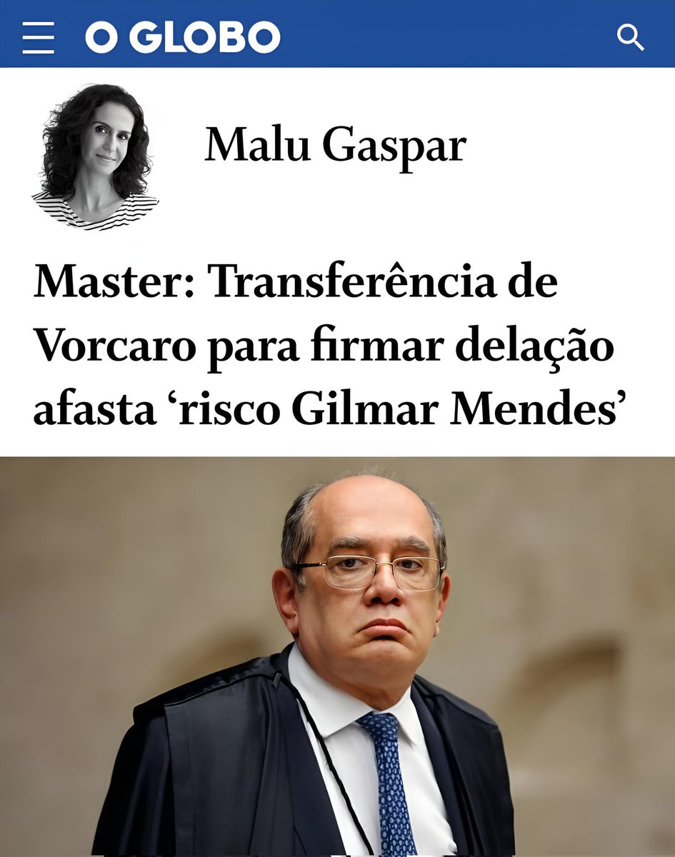 "Pode-se dizer com tranquilidade que o MENDONÇA deu uma baita rasteira no GILMAR MENDES.

Na visão da MALU, o voto do GILMAR viria cheio de recados e choradeira, com a intenção de sensibilizar o ministro KASSIO a mudar seu voto e, eventualmente, botar o VORCARO em prisão