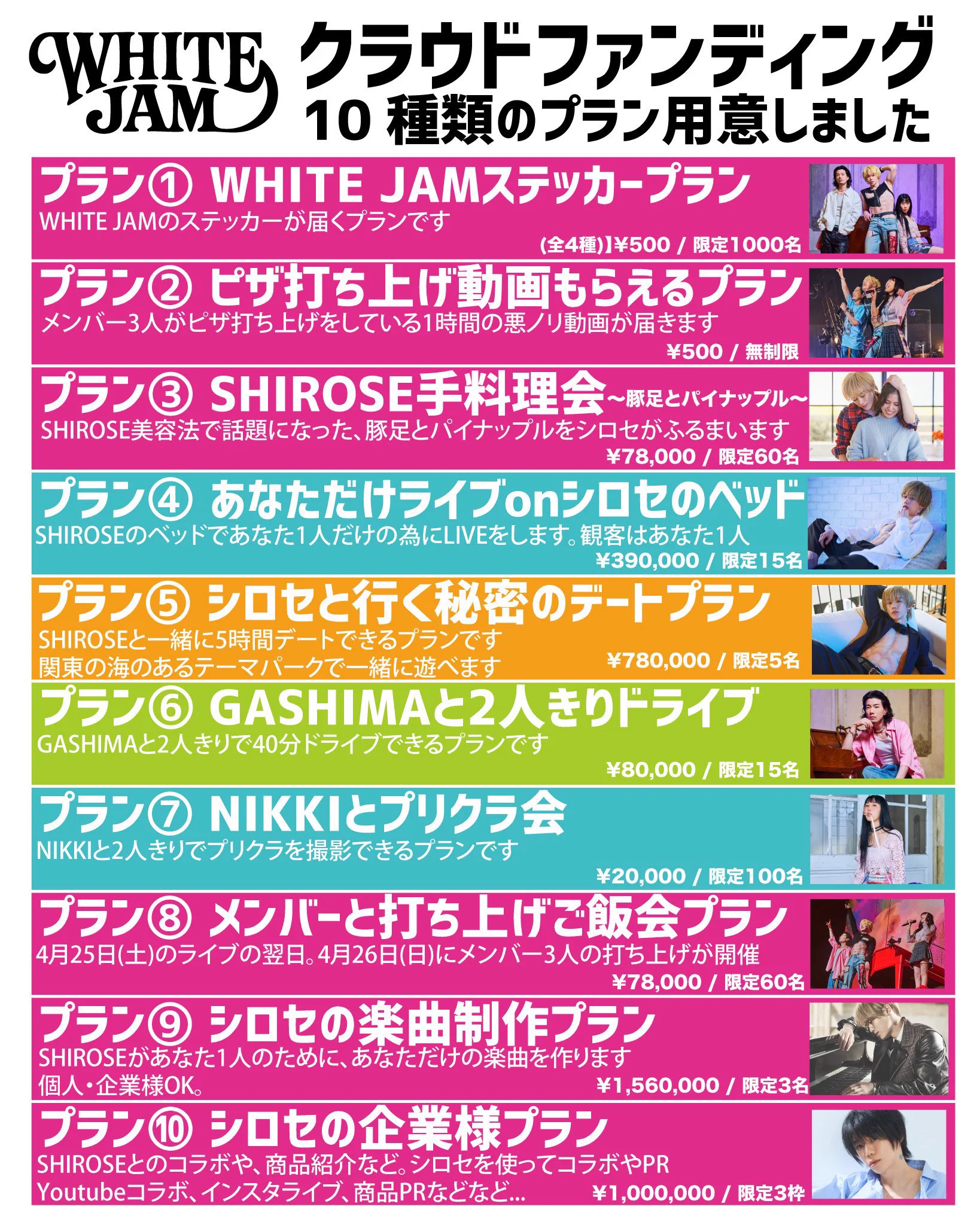 WHITE JAM、Kanadevia HallライブDVD化へ第1目標1000万円を数時間で達成