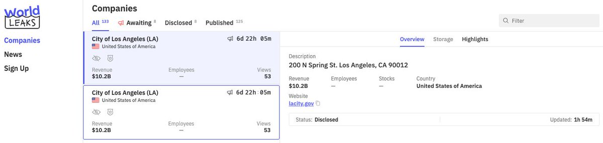 _venarixES_'s tweet image. El grupo #WorldLeaks ha publicado #dataleak posiblemente vinculada a City of Los Angeles, California 🇺🇸 (@LACity)...
Monitorea este incidente en #VenariX ➡️ venarix.com
#LACity #LosAngeles #California #USA #infosec #CyberSec #Ciberseguridad #LA #Hollywood