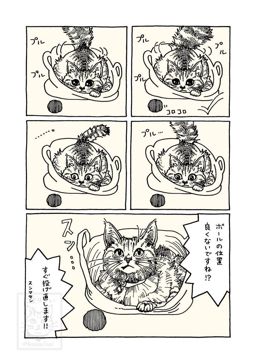 koma7sai's tweet photo. 落下地点にこだわりがある猫 https://t.co/ZD25R8A1q3