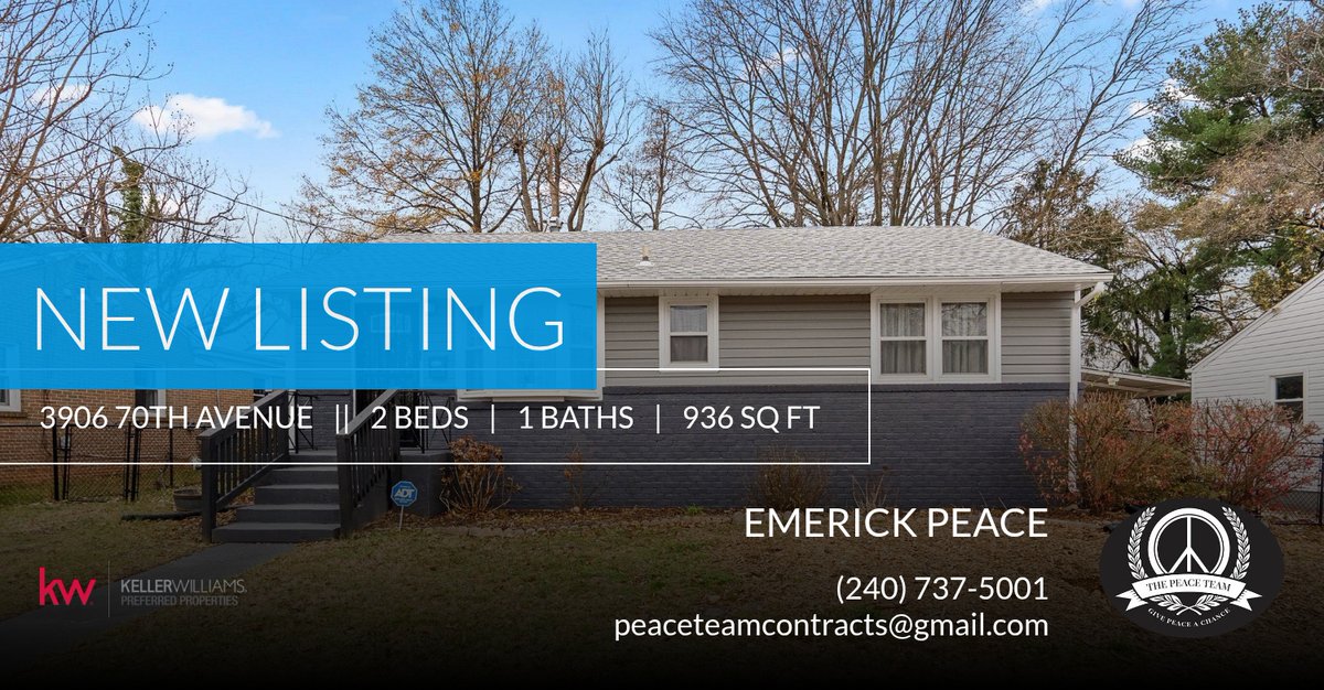 EmerickPeace's tweet photo. 📍 New Listing 📍 Take a look at this fantastic new property that just hit the market located at 3906 70th Avenue in Hyattsville. Reach out here or at (240) 737-5001 for more information https://t.co/roFFJ0WPip https://t.co/8IxRBB1ls2