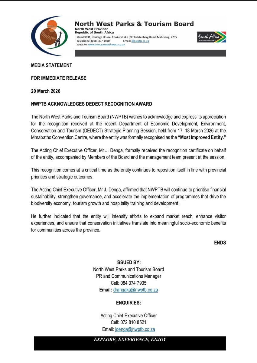 North West Parks & Tourism Board tweet media