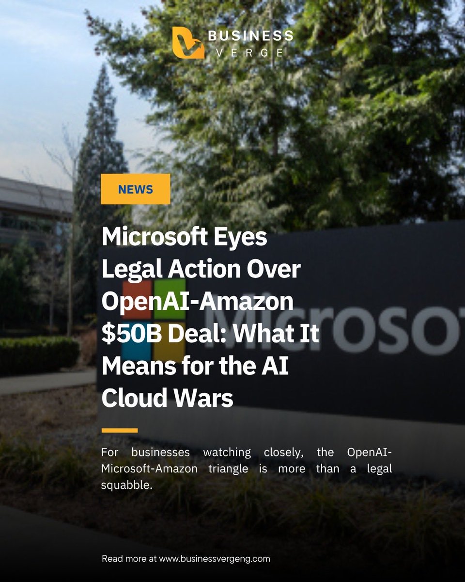 businessvergeng's tweet photo. OpenAI is broadening its partnerships, but Microsoft isn’t taking it lightly. The $50B Frontier deal with Amazon could test the boundaries of cloud exclusivity and the AI ecosystem is watching closely.

Read the story here; https://t.co/u10STS8hKF https://t.co/Th0A1IXEEq