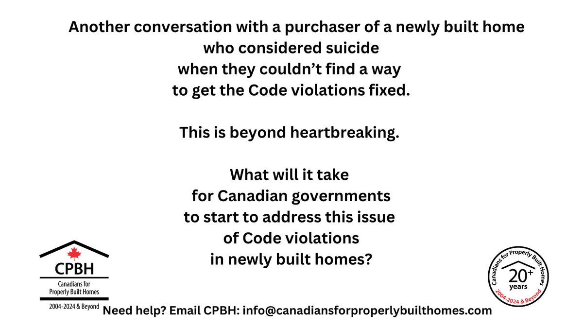 CPBH01's tweet image. #SuicidalIdeation
#CodeViolations
#ConsumerProtection
#NewlyBuiltHomes