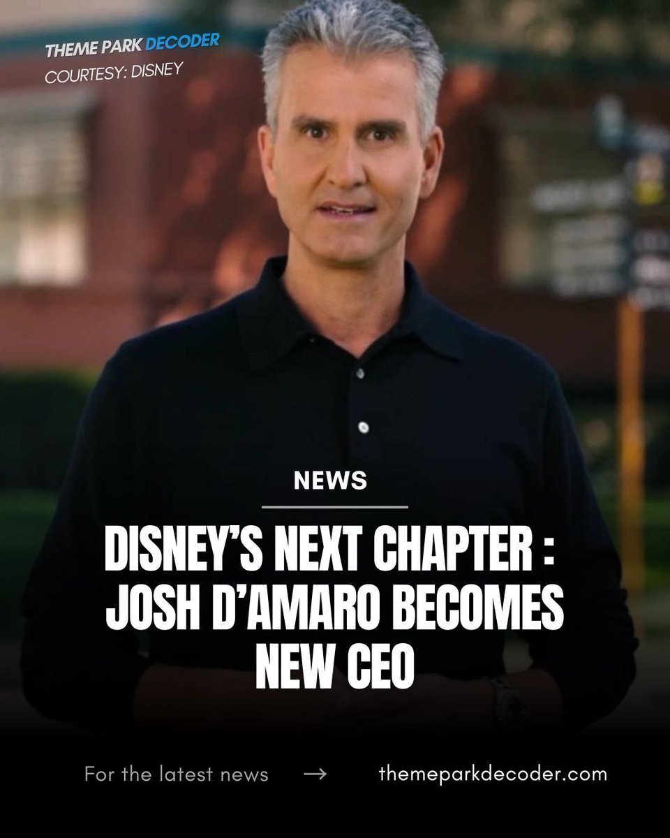 Josh D'Amaro named new CEO of The Walt Disney Company on Wednesday, replacing Bob Iger at Disney's annual shareholders meeting. #DisneyCEO #TheWaltDisneyCompany #DisneyNews #DisneyParks themeparkdecoder.com/disney-next-ch…