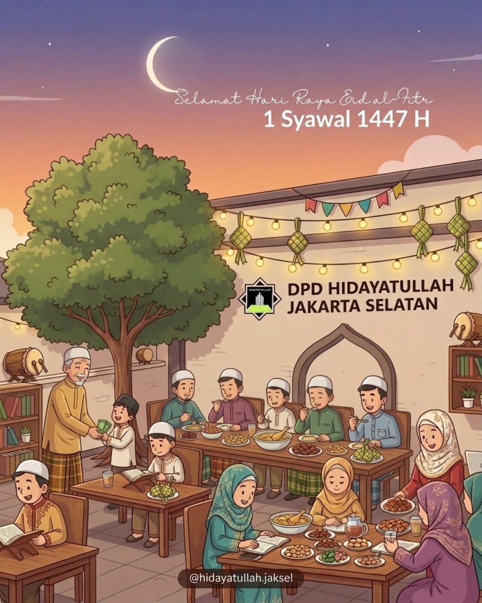 HIDJKSL's tweet photo. Taqabbalallahu minna wa minkum, shiyamana wa shiyamakum.

Segenap Keluarga Besar
DPD Hidayatullah Jakarta Selatan
Mengucapkan: Selamat Hari Raya Idul Fitri 1447 H

“Mohon maaf lahir dan batin, semoga Allah menerima amal ibadah kita dan menjadikan kita kembali suci.” https://t.co/XfdATMpjtv