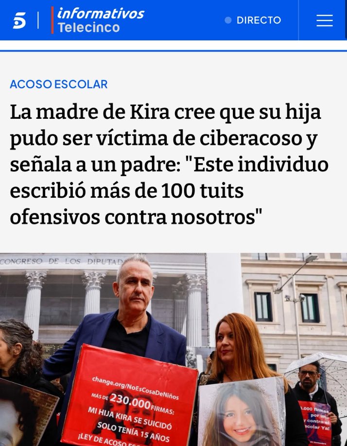 🔴CIBERACOSO EN EL CASO DE KIRA LÓPEZ🔴

👉 El ciberacoso postmorten por parte de un padre y miembro del Manyanet ya tiene sentencia condenatoria por un delito de intromisión ilegítima en nuestro derecho al honor y contra la memoria de Kira.

👉 La responsabilidad del colegio por
