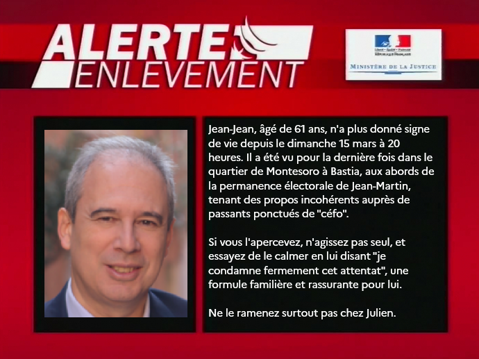 SilverFox2a's tweet photo. Alerte Enlèvement : Jean-Jean est porté disparu depuis dimanche dernier 20 heures à Bastia #UnitiPèSmarisce https://t.co/Rj7R2easio