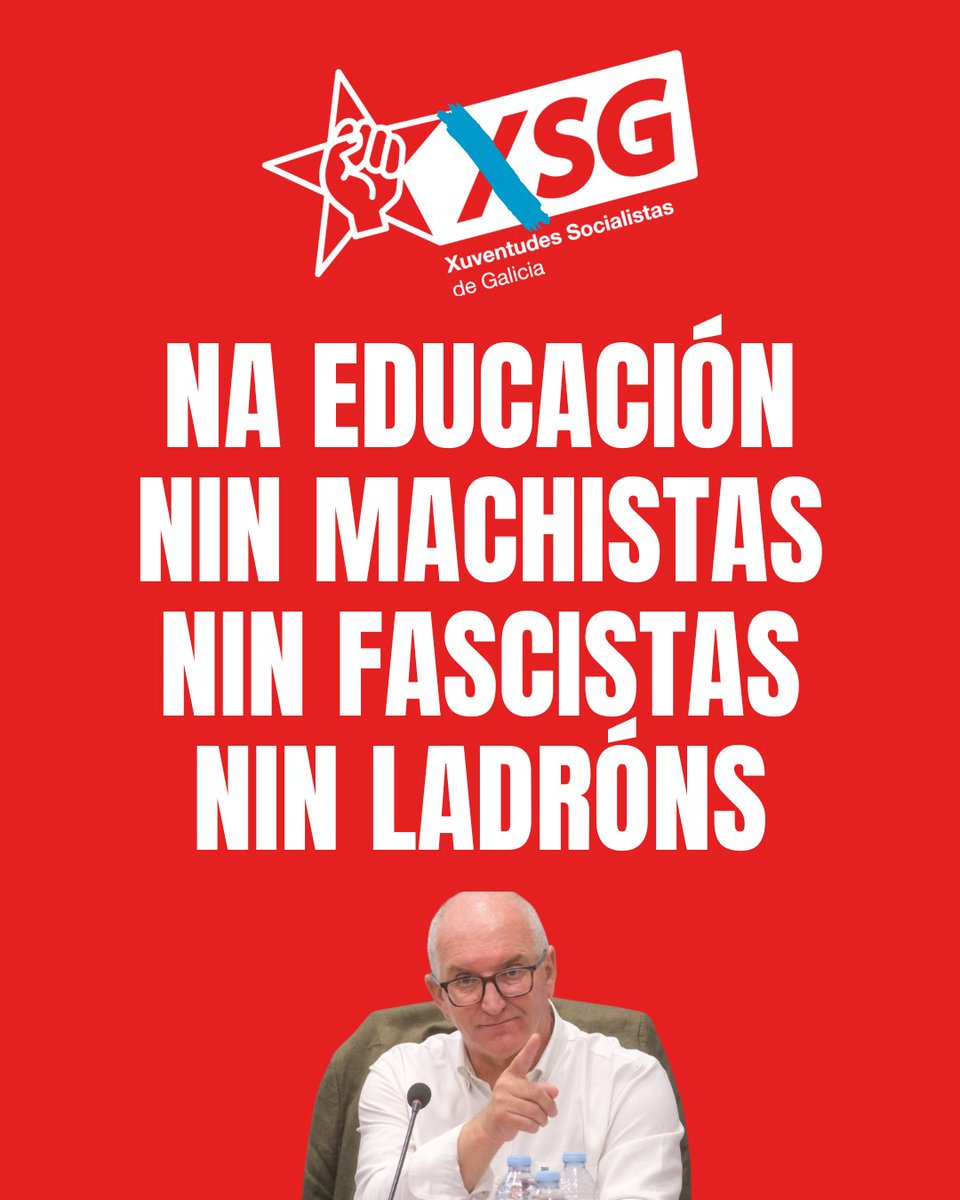 XSGalicia's tweet photo. ‼️ O nomeamento de Santiago Freire como director territorial de Educación é inaceptable. 

Dende XSG denunciamos que alguén con actitudes machistas e cuestionables non pode liderar o ensino público galego. 

A nosa educación debe basearse na igualdade e o respecto. 🌹 https://t.co/tnNJRbWISY