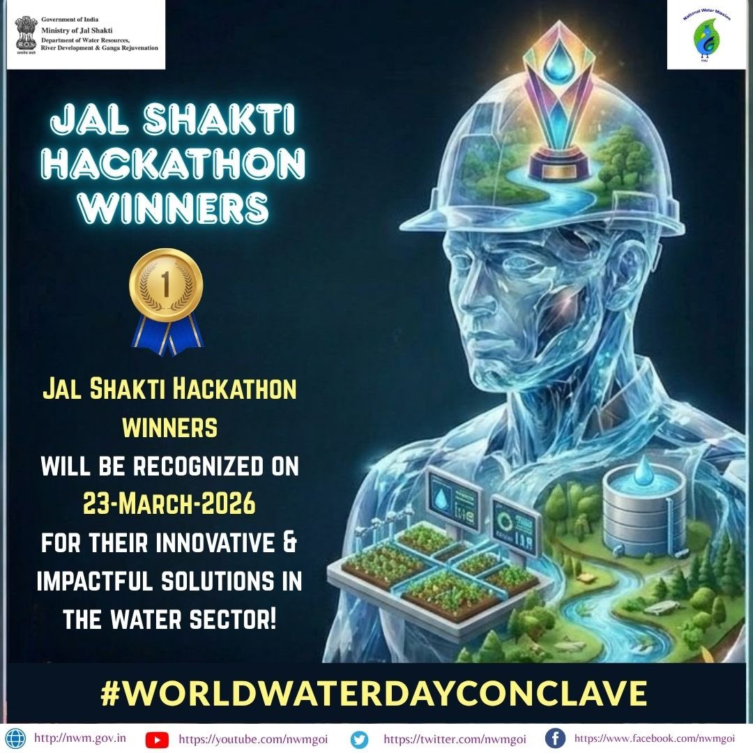 nwmgoi's tweet photo. This isn’t just an event, it’s a ripple effect 💧
World Water Day 2026 is calling!
Where innovation meets impact & Jal Shakti Hackathon winners redefine water solutions.
#worldwaterdayconclave #IndustryForWater https://t.co/AiIvfIBYTI