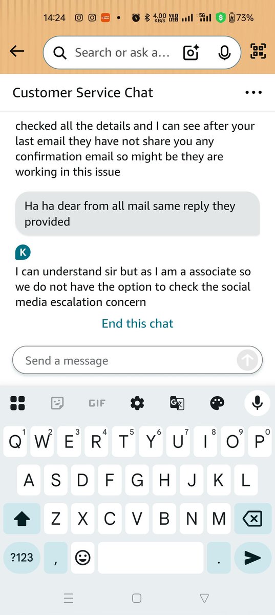 sacraw's tweet photo. @AmazonHelp Here the marry-go round start , social media team told me to connect with via link and in link executive told social media team reply to u in mail. Passing the ball and mental harrasment . https://t.co/nwm66DUkhv