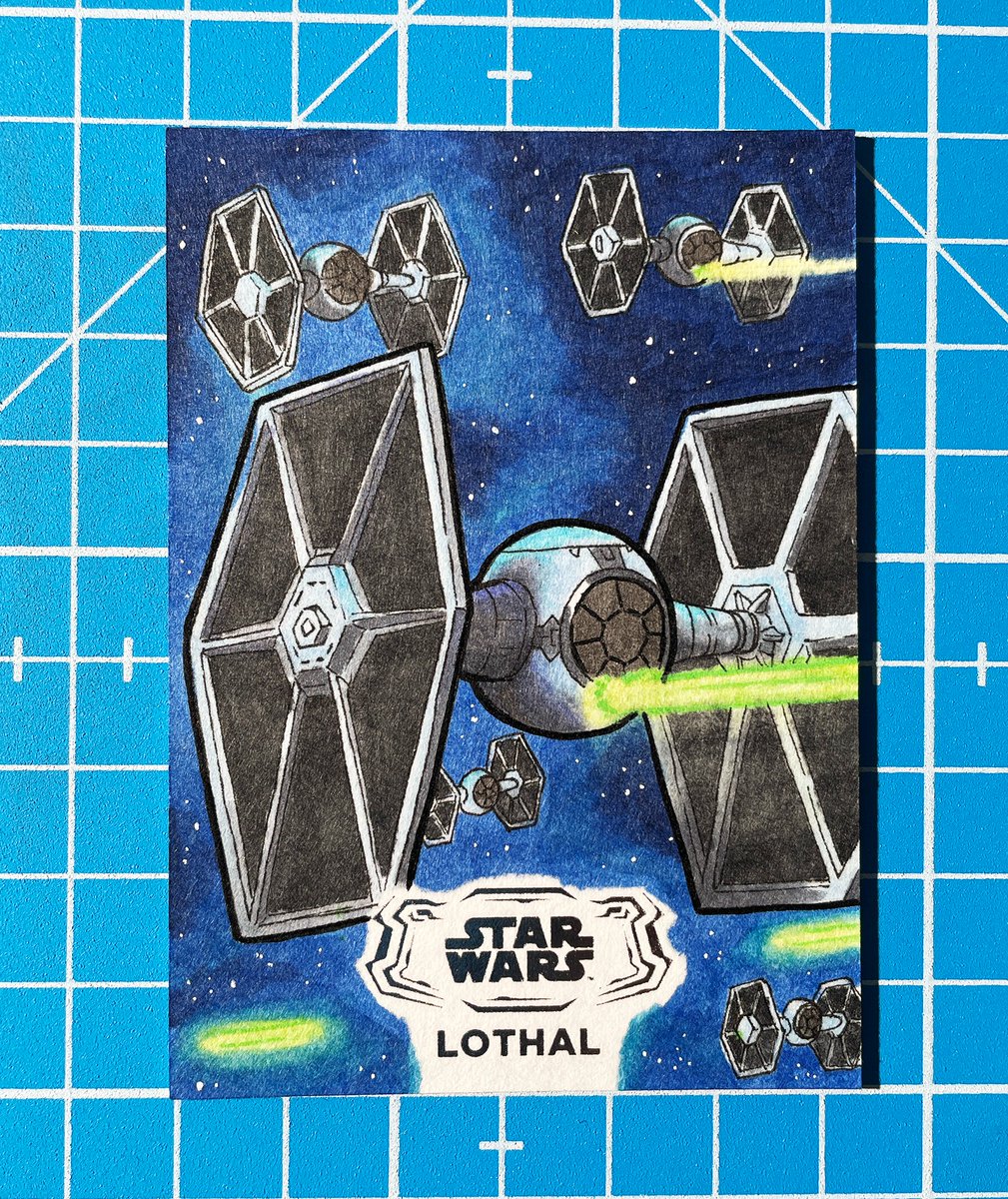 snorpixel's tweet image. Tie Fighter sketch card for Topps Star Wars Hyperspace 2025.  

See if you can find it in a pack!

Online Store: snorpixel.com

Other links: linktr.ee/snorpixel 

#sketchcards #toppsstarwars #toppscards #toppsartist #sketchcardart