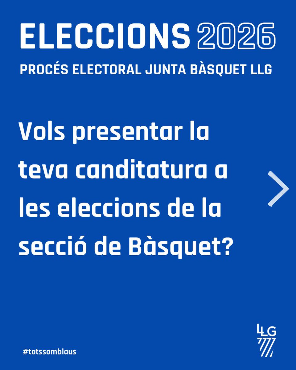 BasquetLldG's tweet photo. Des de la secció iniciem avui el procés electoral que culminarà el pròxim 24 d'abril on sortirà escollida una nova junta. Us deixem tota la informació al respecte i també què cal fer si teniu interès a formar una candidatura. #totssomblaus 💙
👉https://t.co/282ruUb5Dk https://t.co/1JW8CBFSGM