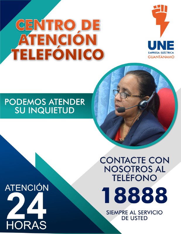 El centro de llamadas  18888 un colectivo siempre a su disposición, las 24 horas para informarlo y canalizar su preocupación o quejas sobre los servicios que prestamos..#LoquenosUNEinformación.#CubaEstáFirme.#EléctricosGuantanameros.