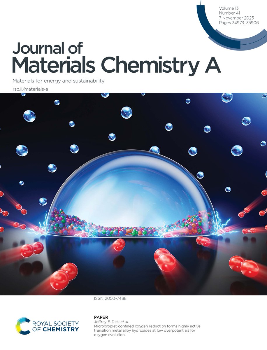 Ella_Maru's tweet photo. 💙 Our New Cover for Royal Society of Chemistry! ❤️
John Koons, Samantha Cullom and Jeffrey Dick from Purdue University developed a new, simple method to create efficient #catalysts for #clean_energy reactions by using tiny water droplets on a surface.
💫 Inside these microdroplets (blue droplet in the center💧), oxygen (red molecules 🔴🔴) is reduced in a way that enables the formation of metal hydroxide materials with much lower energy input. This approach makes it easier to produce a wide range of high-performance catalysts for energy conversion and storage technologies.
🔗 https://t.co/RMJgpZ7M0E
#sciart #science #scientific_illustration #ellamaru #sciencegirl #sci_artist #sci_design #cover #scientific_cover