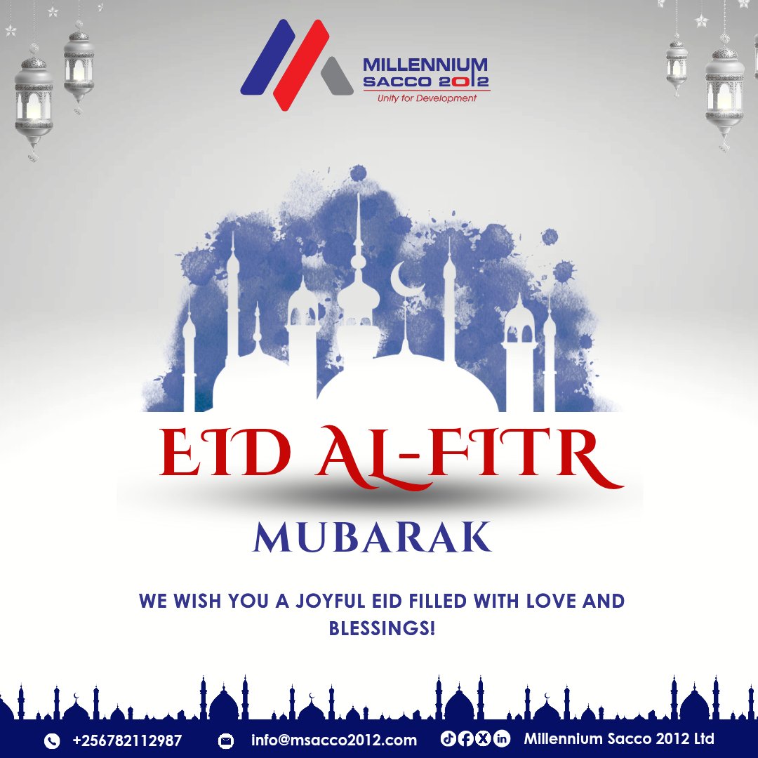 MillenniumSacco's tweet photo. As we celebrate the end of Ramadan, may your hearts be filled with gratitude, your homes with joy, and your lives with endless blessings.
To our Muslim Family;
EID AL-FITR MUBARAK!!!
#FaithAndFinance #EidMubarak #millenniumsacco2012 #ramadhan2026 #unityfordevelopment https://t.co/LaUsEGrFBS