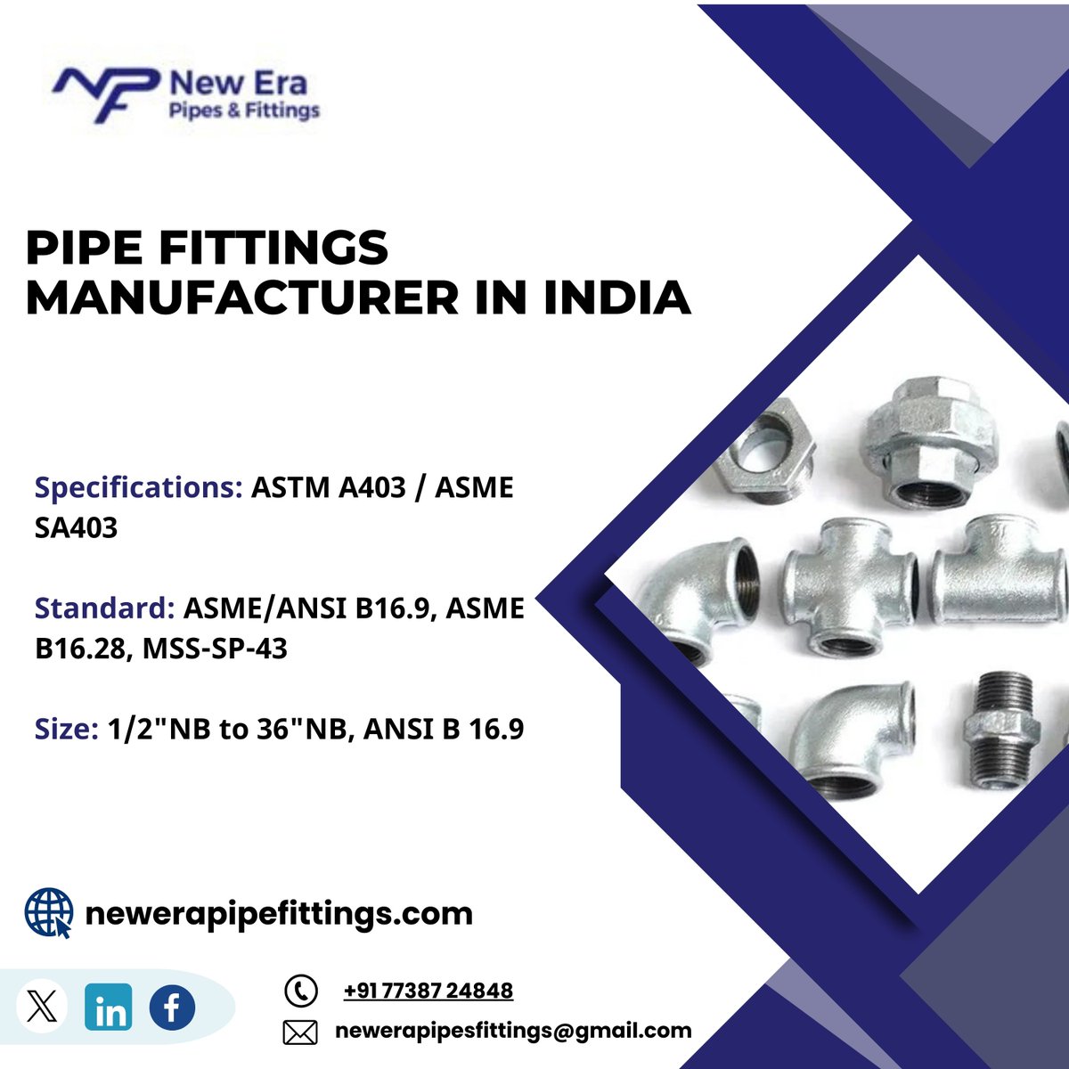 newerapipe's tweet photo. Best Quality Pipe Fittings Manufacturer in India - New Era Pipes &amp; Fittings  New Era Pipes &amp; Fittings is one of the top Pipe Fittings Manufacturer in India.    
Product Source: https://t.co/ai3mw73knk #PipeFittings #PipeFittingsManufacturer #PipeFittingsManufacturerinIndia https://t.co/f56dbzScJV