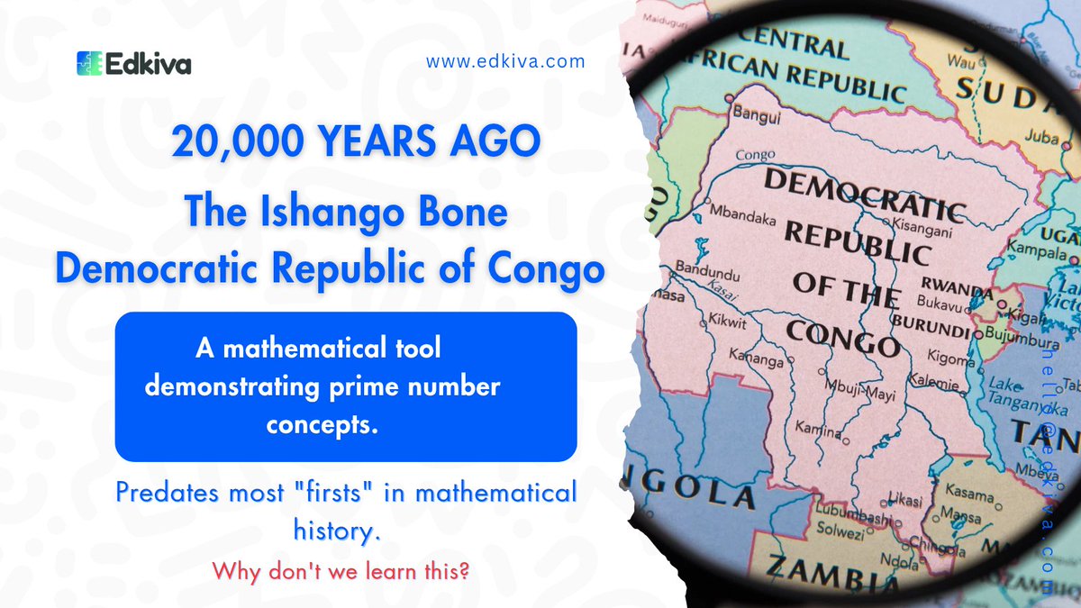 Edkiva_'s tweet photo. We know the Greeks &amp; Romans.

But do you know about the Ishango Bone? An old mathematical tool from DRC demonstrating prime numbers.

Three strategies killed our education:

1. Avoid developing the human spirit
2. Teach to read, not to reason
3. History denial

#IshangoBone https://t.co/4x3MB8pseU