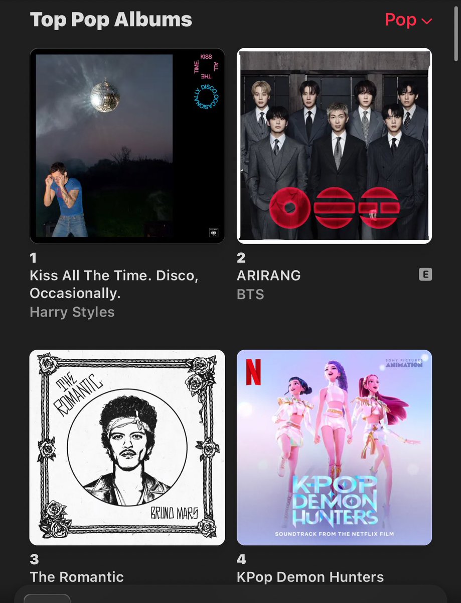 corneil_ri's tweet photo. ARIRANG IS #2 on us apple music pop album chart. https://t.co/pPnHm2iHSz