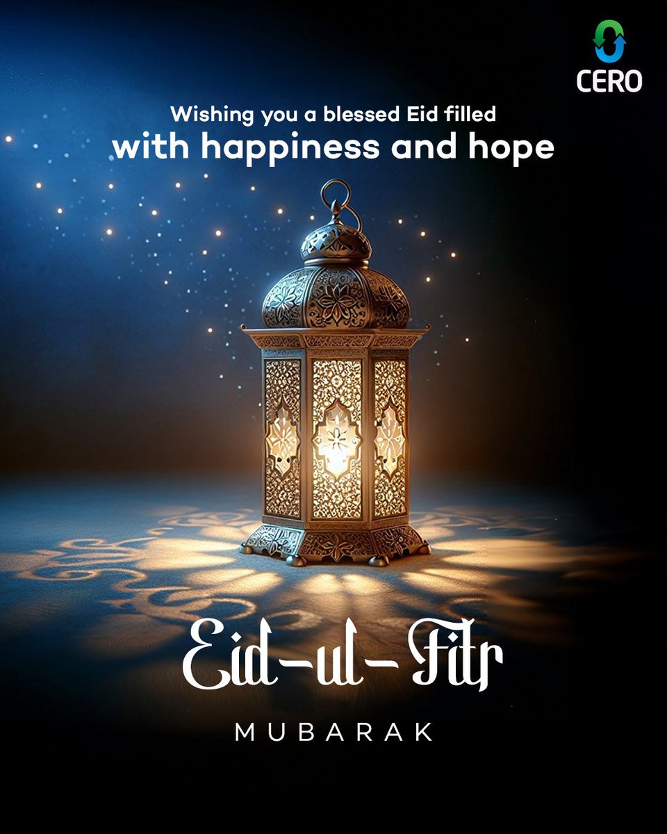 Wishing you a blessed Eid filled with happiness and hope.

Eid-ul-Fitr Mubarak!

#CeroRecycling #EidMubarak #Celebration #Happiness