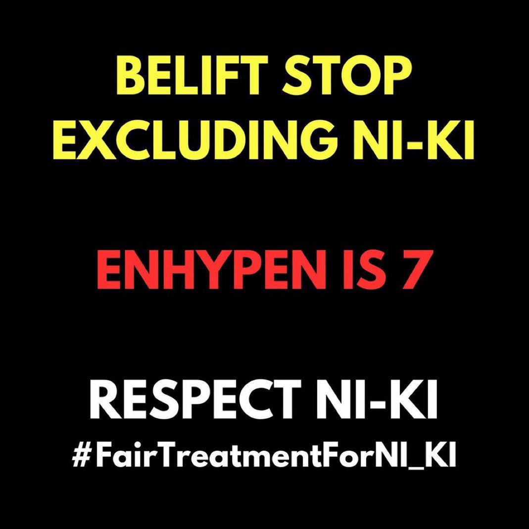 NI_KISTUDIO's tweet photo. another day of belift being the worst company again. of course, we won’t stop speaking up until ni-ki get the fair treatment he deserve.

STOP THE SIDELINING. STOP THE DISCRIMINATION. STOP THE EXCLUSION.

BELIFT RESPECT NI-KI 
#FairTreatmentForNI_KI 
@BELIFTLAB @ENHYPEN https://t.co/lkzLs4Sgy8